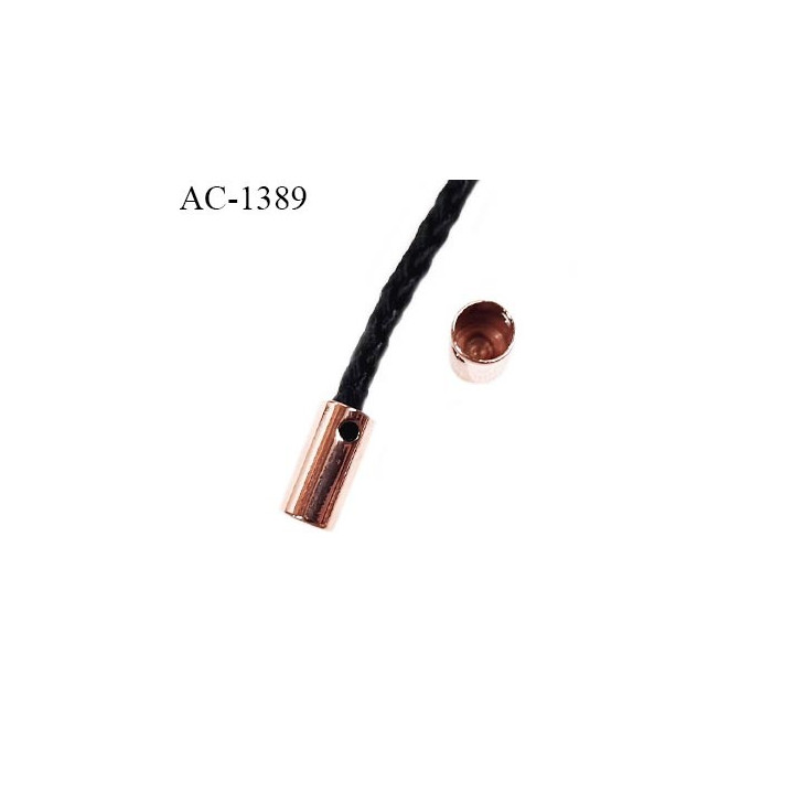 Embout métal 10 mm perforé par 2 trous couleur rose gold pour cordon de 3 mm de diamètre prix à la pièce
