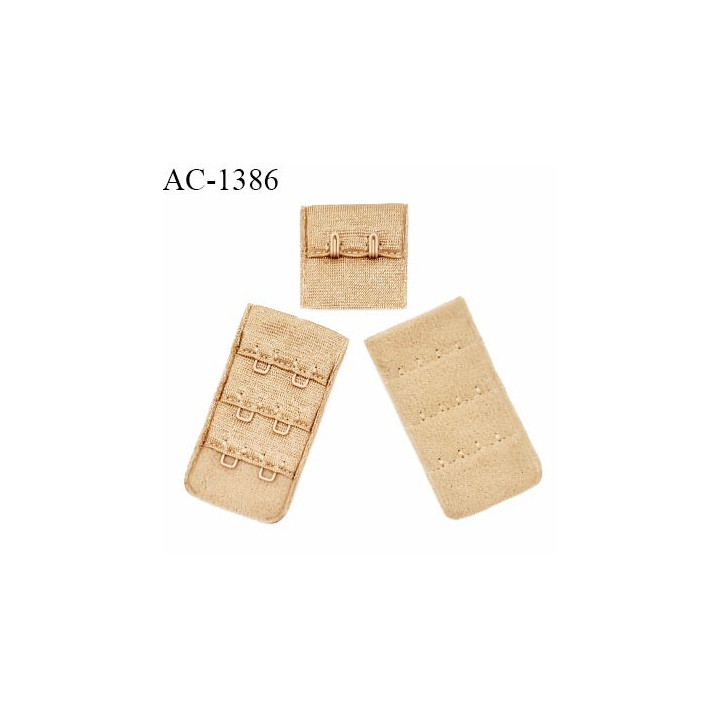 Agrafe 30 mm attache SG haut de gamme couleur chair brillant 3 rangées 2 crochets fabriqué en France prix à l'unité