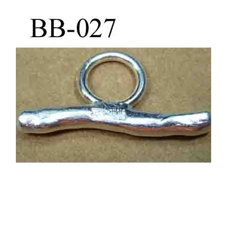 accessoire fermoir colier bracelet largeur 30mm hauteur 15 mm biche de bère en métal couleur argent diam intérieur anneau 8mm