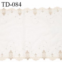 Dentelle broderie sur tulle 26 cm très haut de gamme largeur 26 cm couleur naturel doré et rosé prix 10 cm