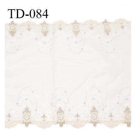 Dentelle broderie sur tulle 26 cm très haut de gamme largeur 26 cm couleur naturel doré et rosé prix 10 cm