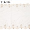 Dentelle broderie sur tulle 26 cm très haut de gamme largeur 26 cm couleur naturel doré et rosé prix 10 cm