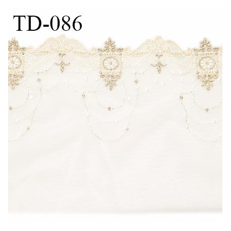 Dentelle broderie sur tulle 26 cm très haut de gamme largeur 26 cm couleur naturel doré et rosé très belle prix pour 10 cm