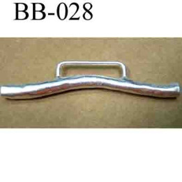 accessoire fermoir  largeur 75 mm hauteur 15 mm biche de bère en métal couleur argent largeur intérieur 27 mm
