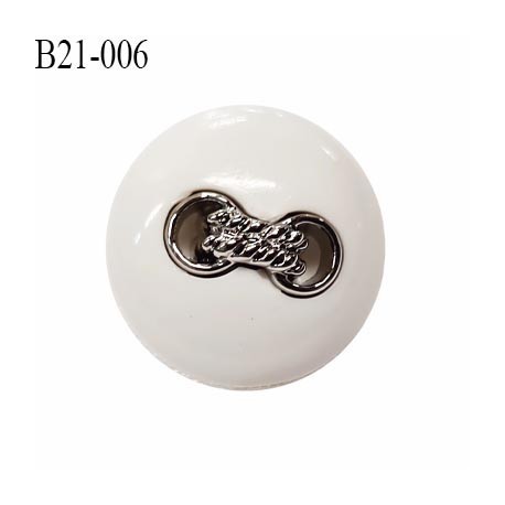 Bouton 21 mm en pvc couleur naturel et chrome diamètre 21 mm accroche avec un anneau épaisseur 7 mm prix au mètre