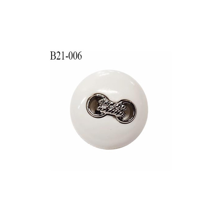 Bouton 21 mm en pvc couleur naturel et chrome diamètre 21 mm accroche avec un anneau épaisseur 7 mm prix au mètre