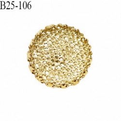 Bouton 25 mm en pvc couleur cristal et or très brillant accroche avec un anneau diamètre 25 mm prix à la pièce