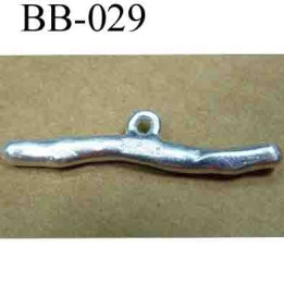 accessoire fermoir  largeur 38 mm hauteur 9 mm biche de bère en métal couleur argent diamètre anneau intérieur 2 mm