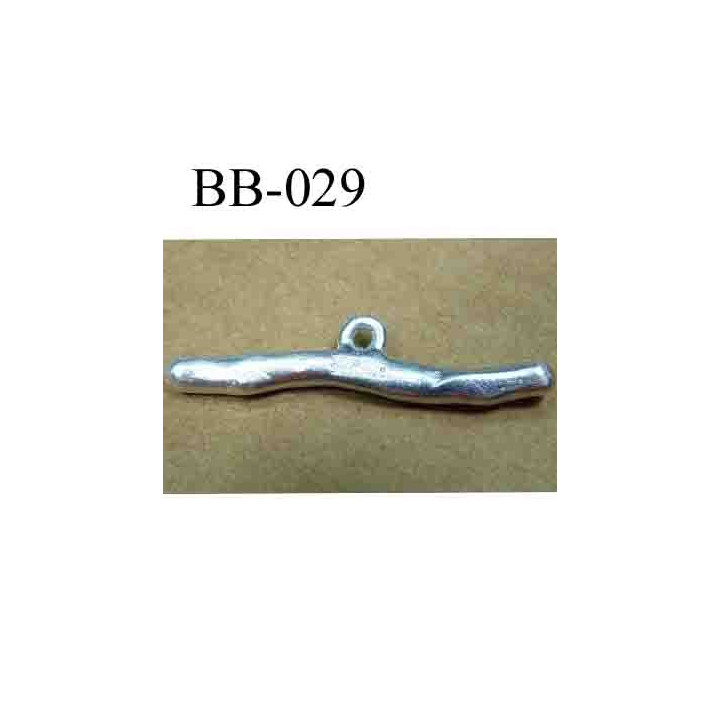 accessoire fermoir  largeur 38 mm hauteur 9 mm biche de bère en métal couleur argent diamètre anneau intérieur 2 mm