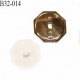 Bouton 33 mm forme octogonale dôme taillé couleur blanc et or diamètre 33 mm épaisseur 12 mm prix à l'unité
