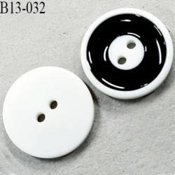 Bouton 13 mm couleur naturel blanc et noir brillant diamètre 13 mm épaisseur 4 mm prix à l'unité
