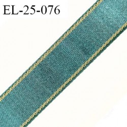 Elastique 24 mm lingerie couleur vert jade et liserés or largeur 24 mm prix au mètre