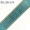 Elastique 19 mm lingerie et bretelle couleur vert jade et liserés or largeur 19 mm prix au mètre