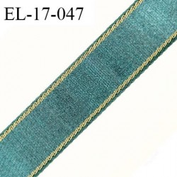 Elastique 16 mm lingerie et bretelle couleur vert jade et liserés or largeur 16 mm prix au mètre