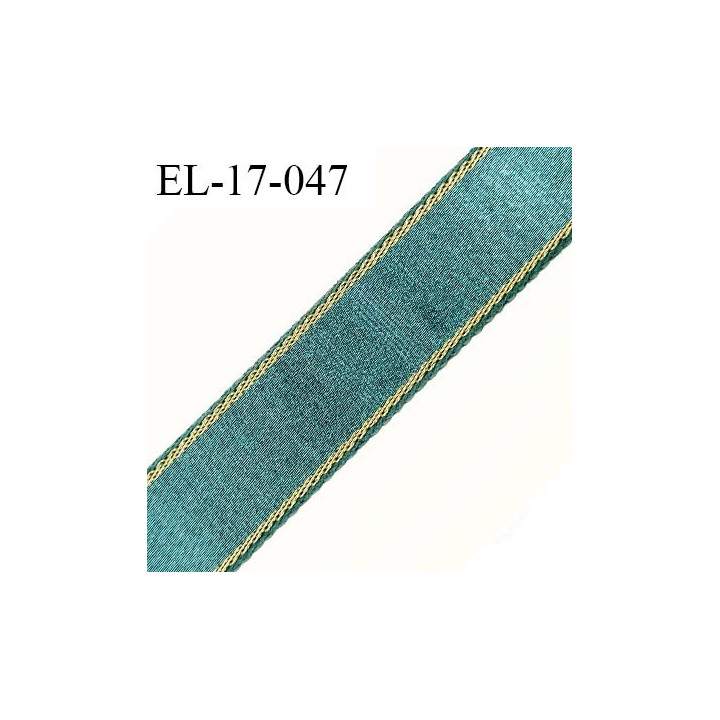 Elastique 16 mm lingerie et bretelle couleur vert jade et liserés or largeur 16 mm prix au mètre