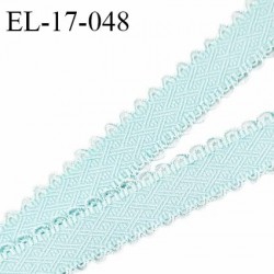 Elastique 16 mm lingerie et bretelle couleur bleu lagon avec motifs et picots fabriqué pour une grande marque prix au mètre