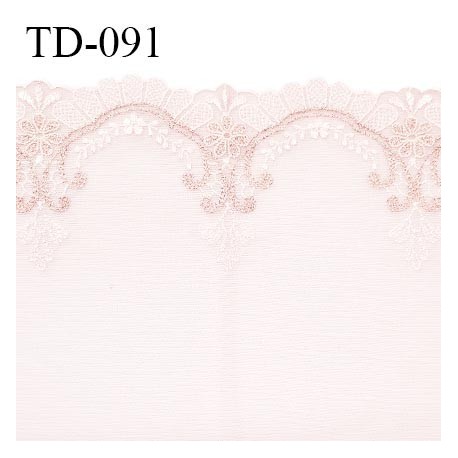 Dentelle 18 cm brodée sur tulle extensible couleur rose amour haut de gamme douce agréable au toucher prix pour 10 c