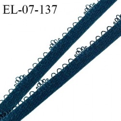 Elastique picot 7 mm lingerie couleur bleu irisé largeur 7 mm + 3 mm de picots haut de gamme fabriqué en France prix au mètre