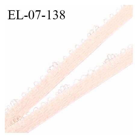 Elastique picot 7 mm lingerie couleur rose amour largeur 7 mm + 3 mm de picots haut de gamme fabriqué en France prix au mètre