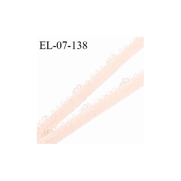 Elastique picot 7 mm lingerie couleur rose amour largeur 7 mm + 3 mm de picots haut de gamme fabriqué en France prix au mètre