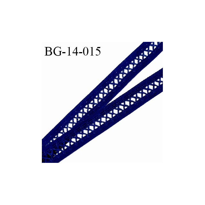 Galon ruban entre-deux 14 mm haut de gamme en polyamide polyester avec croisillons couleur bleu fabriqué en France prix au mètre