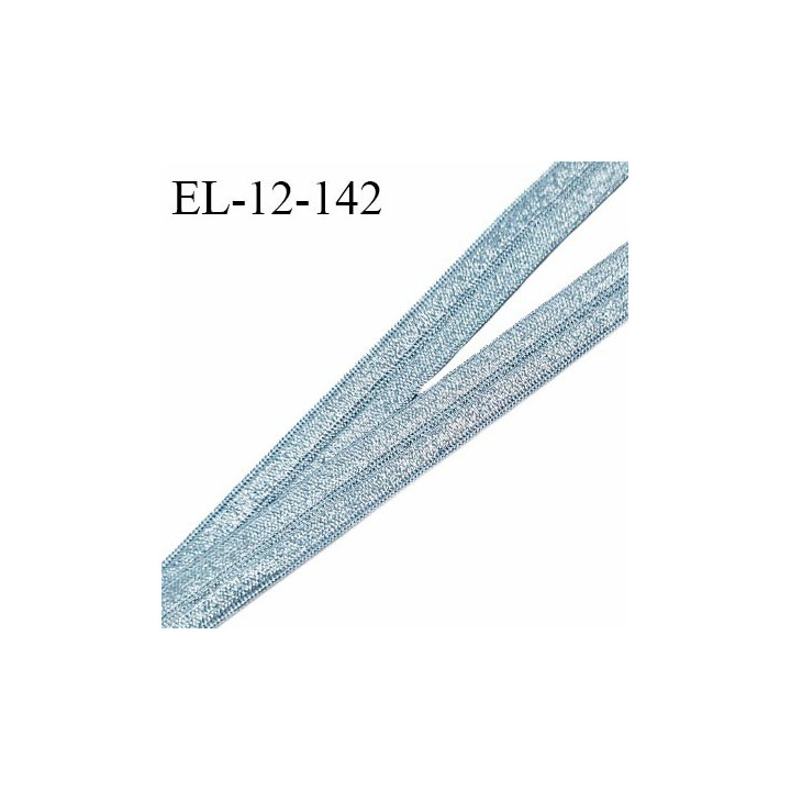 Elastique lingerie 12 mm pré plié haut de gamme couleur bleu glacier brillant fabriqué pour une grande marque prix au mètre