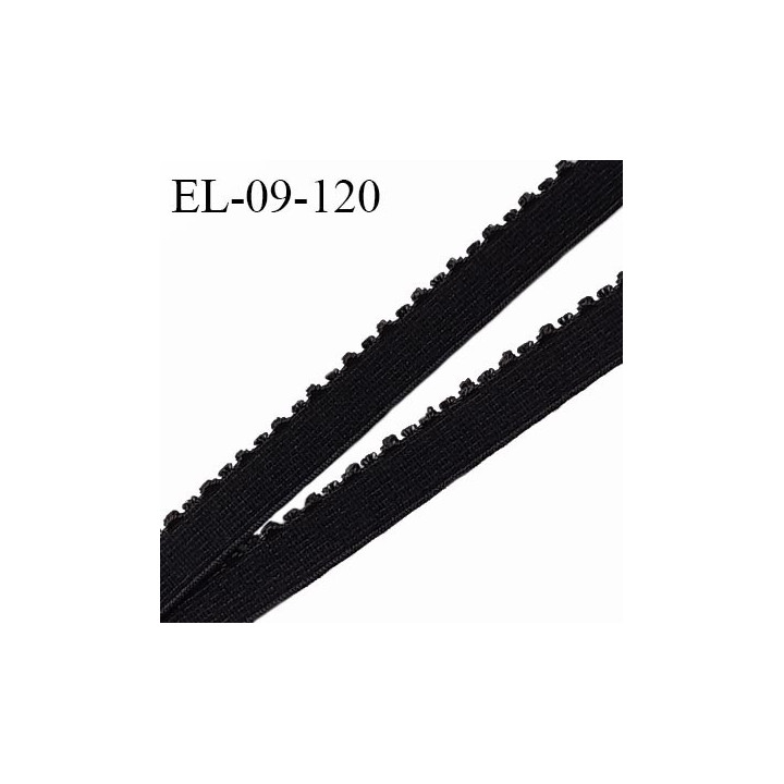Elastique picot 9 mm lingerie couleur noir largeur 9 mm haut de gamme Fabriqué en France prix au mètre