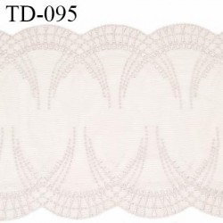 Dentelle 23 cm brodée sur tulle extensible couleur brume rosée haut de gamme largeur 23 cm prix pour un mètre