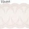 Dentelle 23 cm brodée sur tulle extensible couleur brume rosée haut de gamme largeur 23 cm prix pour 10 cm