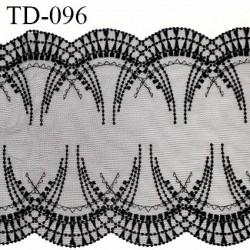 Dentelle 23 cm brodée sur tulle extensible couleur noir haut de gamme largeur 23 cm prix pour 10 cm