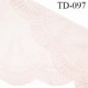 Dentelle 23 cm brodée sur tulle extensible couleur rose jasmin haut de gamme largeur 23 cm prix pour 10 cm