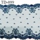 Dentelle 18 cm brodée sur tulle extensible couleur bleu irisé haut de gamme largeur 18 cm prix pour 10 cm