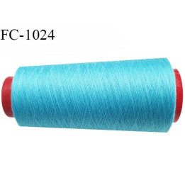 Cone 2000 m fil Polyester n° 80 couleur bleu turquoise longueur 2000 mètres fil européen bobiné en France certifié oeko tex