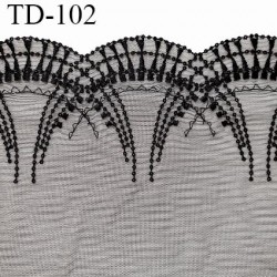 Dentelle 18 cm brodée sur tulle extensible couleur noir haut de gamme douce agréable au toucher largeur 18 cm prix pour un mètre