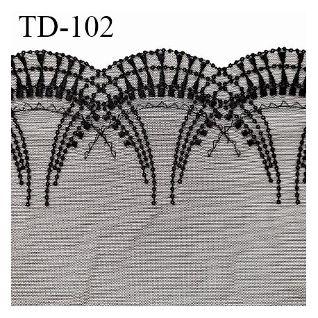 Dentelle 18 cm brodée sur tulle extensible couleur noir haut de gamme douce agréable au toucher largeur 18 cm prix pour 10 cm