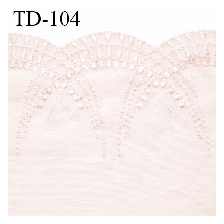 Dentelle 18 cm brodée sur tulle extensible couleur rose jasmin haut de gamme largeur 18 cm prix pour 10 cm