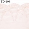 Dentelle 18 cm brodée sur tulle extensible couleur rose jasmin haut de gamme largeur 18 cm prix pour 10 cm