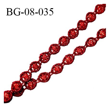 Galon 8 mm couleur rouge légèrement brillant doré largeur 8 mm prix au mètre