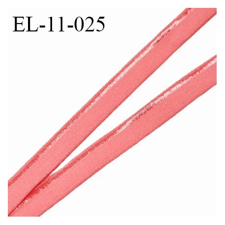 Elastique lingerie 11 mm haut de gamme couleur rose avec liseré brillant très doux au toucher prix au mètre