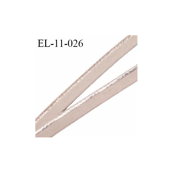 Elastique lingerie 11 mm haut de gamme couleur beige sépia avec liseré brillant très doux au toucher prix au mètre