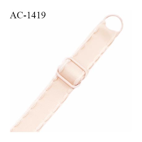 Bretelle lingerie SG 17 mm très haut de gamme couleur beige rosé avec 1 barrette 1 anneau longueur 40 cm prix à l'unité