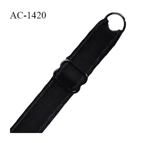 Bretelle lingerie SG 17 mm très haut de gamme couleur noir avec 1 barrette 1 anneau longueur 40 cm prix à l'unité