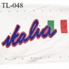 Coupon tissu lycra extensible inscription italia drapeau pailleté prix pour un coupon de 22 cm de longueur et 13 cm de hauteur