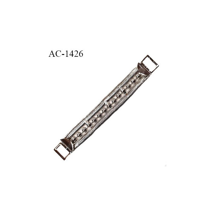 Brandebourg attache chaînette couleur argent longueur 8.5 cm largeur 1.2 cm intérieur des attaches 7 mm prix à la pièce