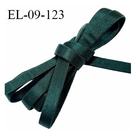 Elastique 9 mm lingerie haut de gamme fabriqué en France couleur vert sapin satiné largeur 9 mm légèrement bombé prix au mètre