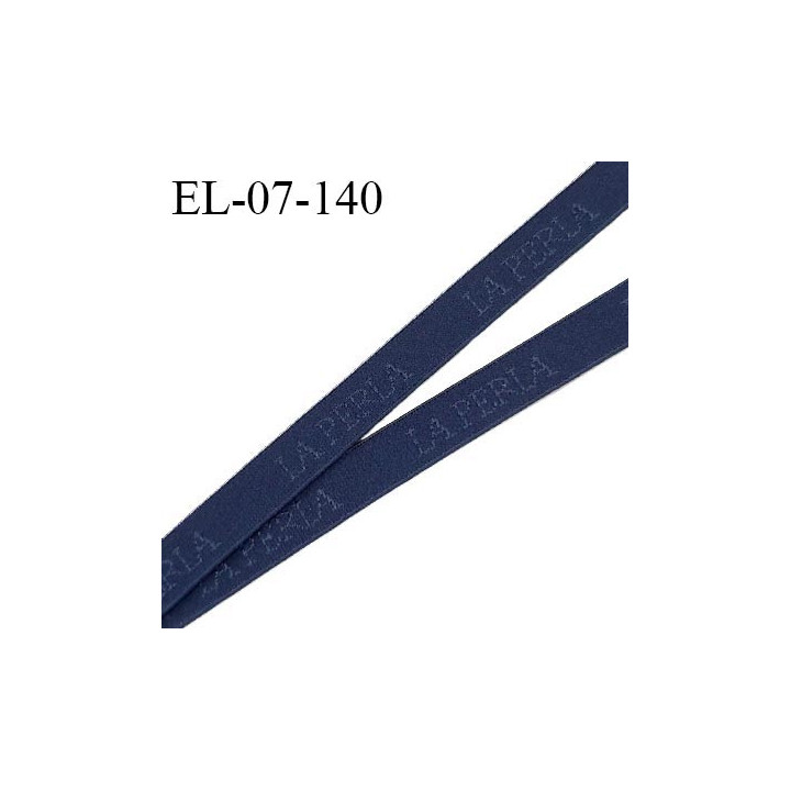Elastique lingerie 7 mm très haut de gamme couleur bleu marine inscription La Perla fabriqué en France prix au mètre