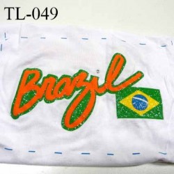 Superbe pièce rectangle de tissus BRAZIL BRESIL représentant le drapeau brésilien logo en sur épaisseur avec strass