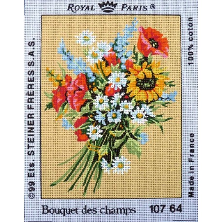 Canevas à broder 22 x 30 cm marque ROYAL PARIS thème FLEURS le bouquet des champs