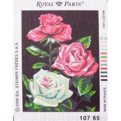 Canevas à broder 22 x 30 cm marque ROYAL PARIS thème FLEURS les roses
