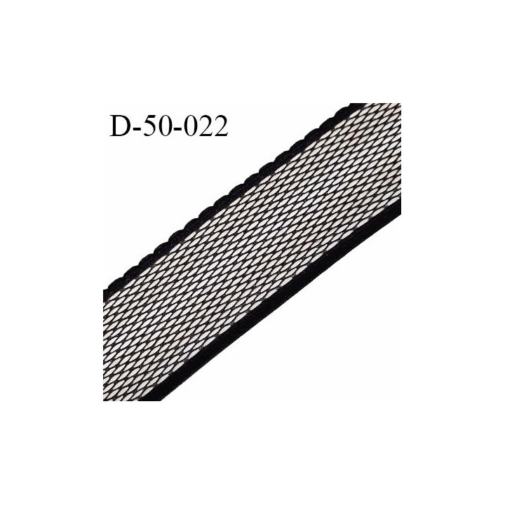 Dentelle 50 mm lycra élastique avec anti glisse couleur noir fabriqué en France pour une grande marque souple prix au mètre